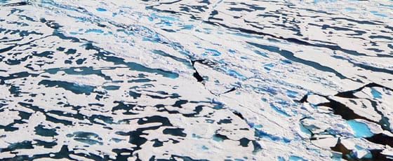 Melt ponds on the Arctic ice North of 75ºN